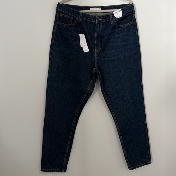 Topshop MOM DENIM Blue Hi Waist Tapered Leg Jeans 34W/30L Sz12 NWT - Picture 6 of 10